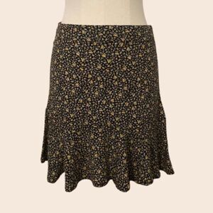Urban Outfitters Black and Yellow Ditsy Floral Mini Skater Skirt Size Small